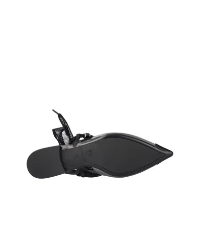 Pinko Gianira Black Ballerinas With Pointed Toe And Decorative Ankle Band In Leather And Fabric Blend Woma