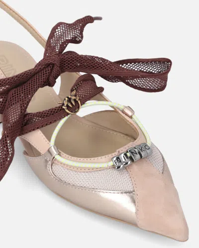 Pinko Gianira 30 Slingback Ballerinas In Leather And Mesh In Pink