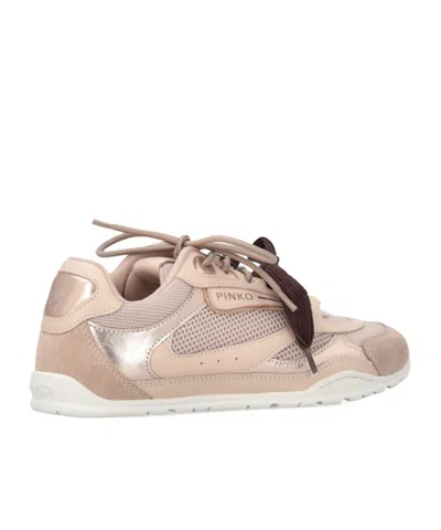 Pinko Yulia Leather And Mesh Sneakers With Two-tone Laces In Pink