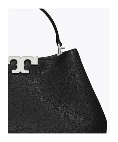 Tory Burch Eleanor Pebbled Leather Satchel Shoulder Bag In Black
