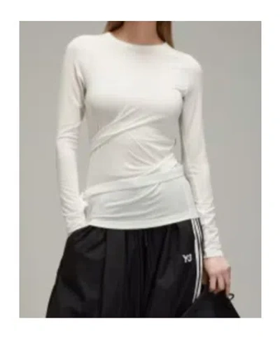 Y-3 3-striped Drawstring T-shirt In White