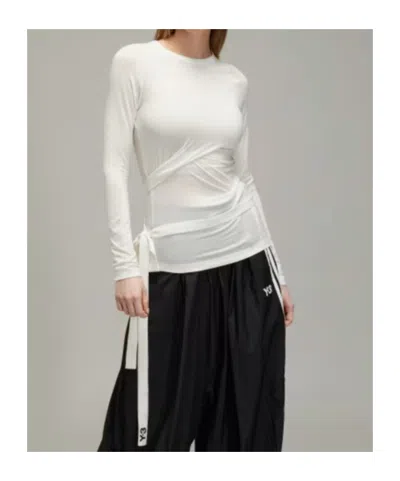 Y-3 3-striped Drawstring T-shirt In White