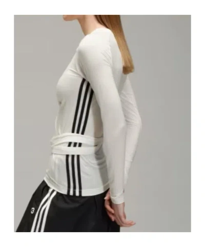 Y-3 3-striped Drawstring T-shirt In White