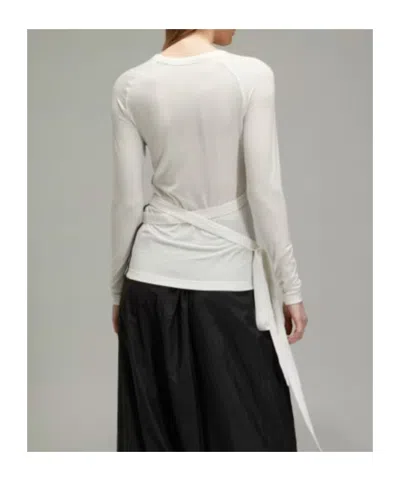 Y-3 3-striped Drawstring T-shirt In White