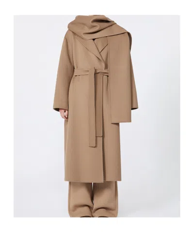 Max Mara Wool Wrap Coat In Brown