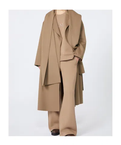 Max Mara Wool Wrap Coat In Brown