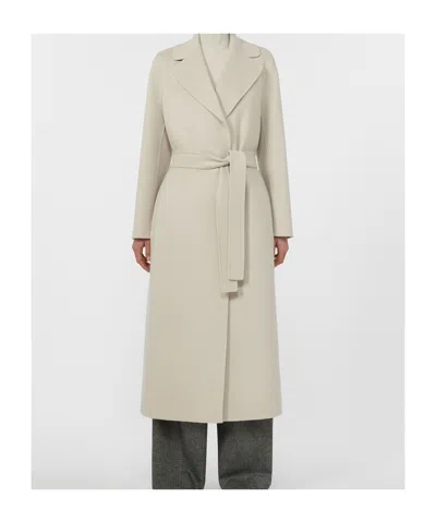 Max Mara Wool Drap Wrap Coat In White