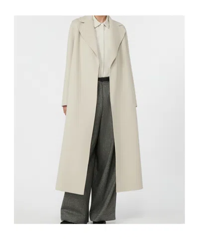 Max Mara Wool Drap Wrap Coat In White