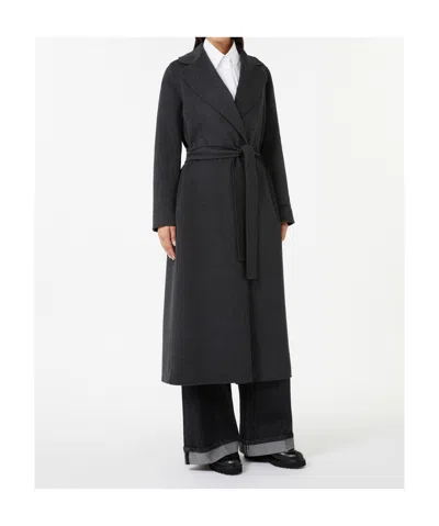 Max Mara Wool Drap Wrap Coat In Gray