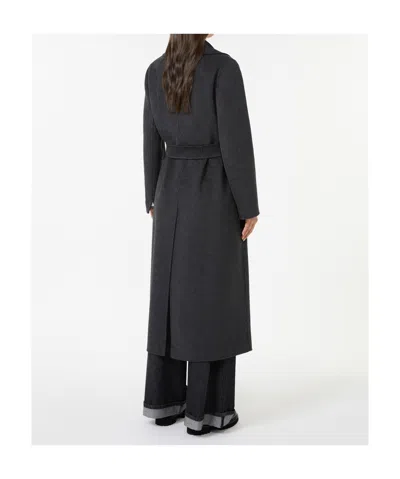 Max Mara Wool Drap Wrap Coat In Gray