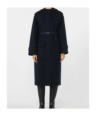 Max Mara Double-sided Wool Parka In Blue