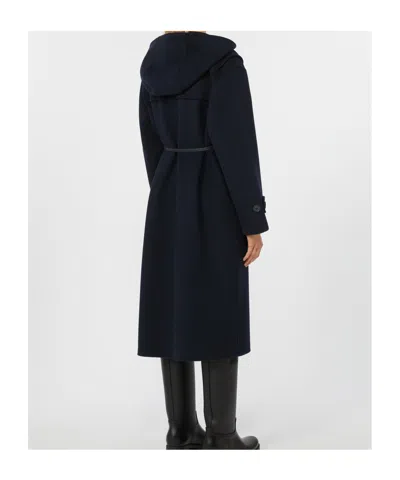 Max Mara Double-sided Wool Parka In Blue