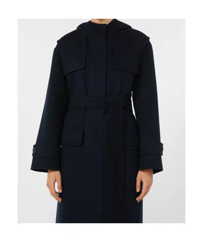 Max Mara Double-sided Wool Parka In Blue