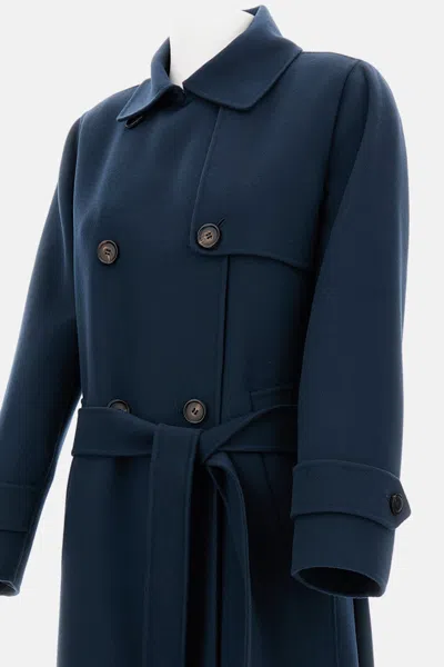 Max Mara Long Sleeve Coat In Blue
