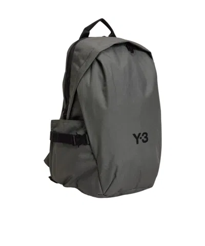 Y-3 Logo-plaque Backpack In Gray