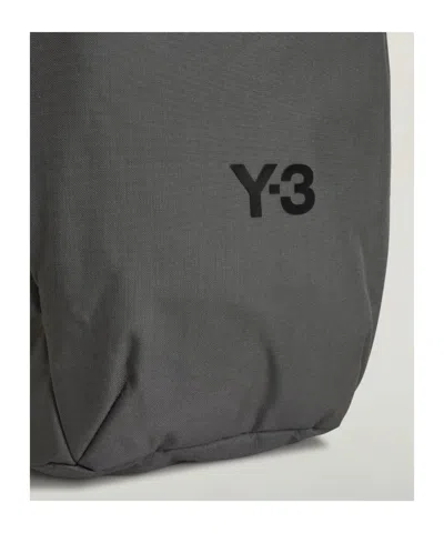 Y-3 Logo-plaque Backpack In Gray