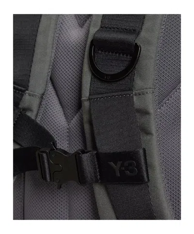 Y-3 Logo-plaque Backpack In Gray