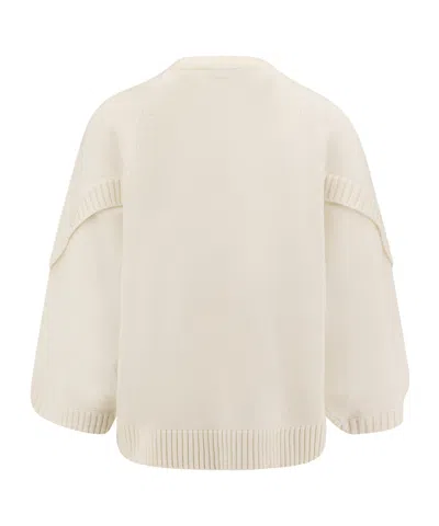 Max Mara Crossover Detail Oversized Wool And Cashmere Sweater Clothing In Neutral
