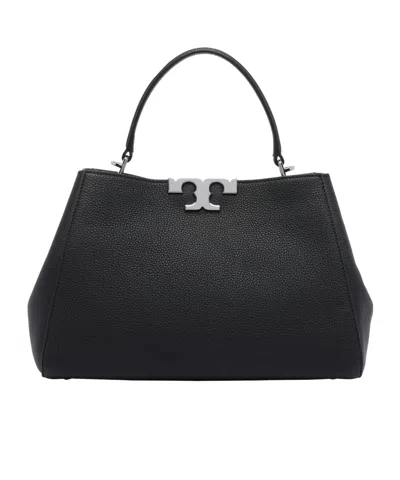 Tory Burch Eleanor Pebbled Leather Satchel Shoulder Bag In Black