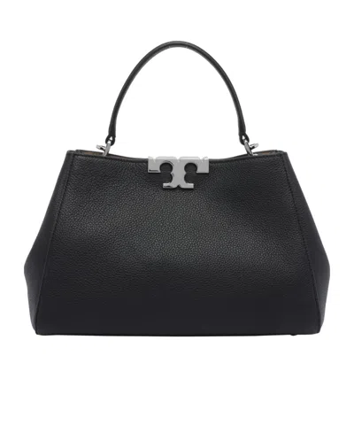Tory Burch Eleanor Pebbled Leather Satchel Shoulder Bag In Black