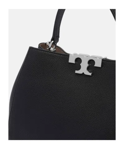 Tory Burch Eleanor Pebbled Leather Satchel Shoulder Bag In Black