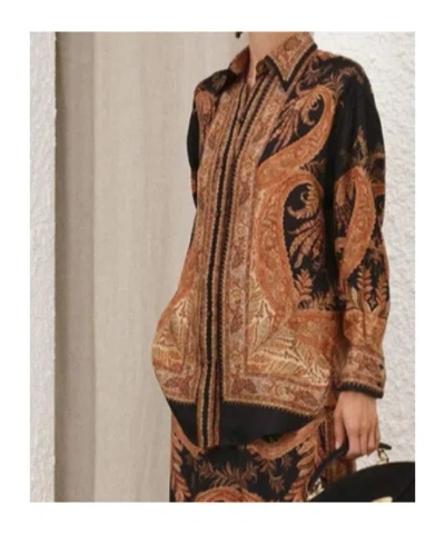 Zimmermann Longline Paisley Pattern Top In Brown