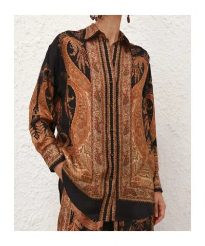 Zimmermann Longline Paisley Pattern Top In Brown