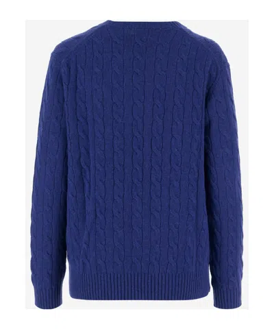 Polo Ralph Lauren Sweater Pullover Cable Knit Oversize In Blue