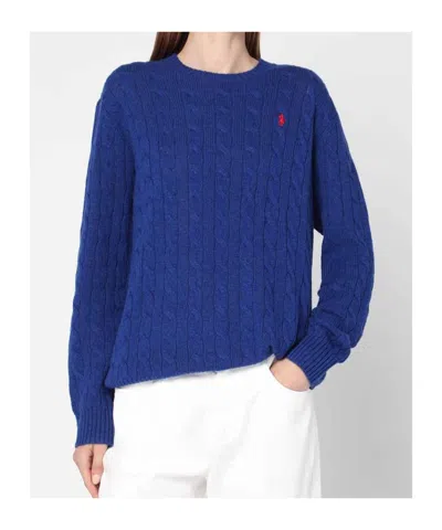 Polo Ralph Lauren Sweater Pullover Cable Knit Oversize In Blue