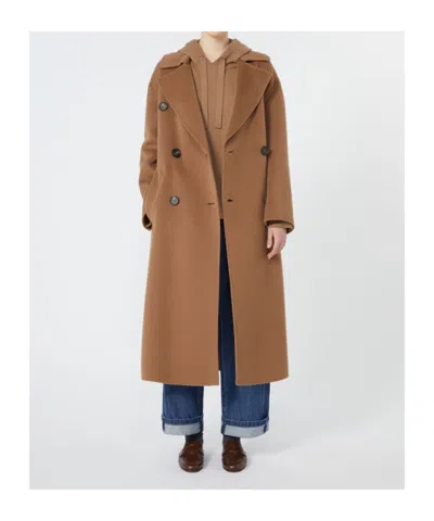 Max Mara Long Wool Coat In Brown