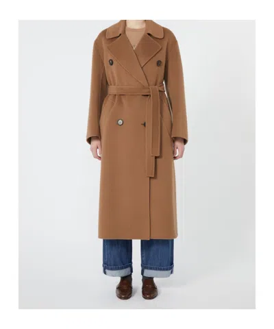Max Mara Long Wool Coat In Brown