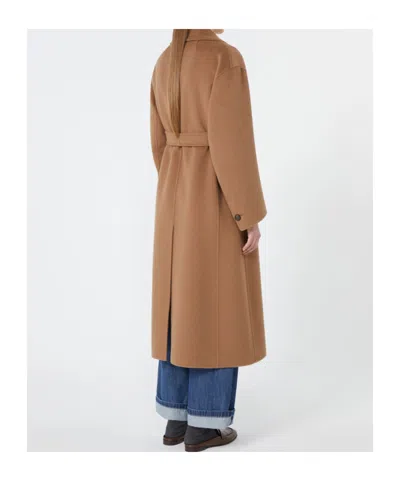 Max Mara Long Wool Coat In Brown