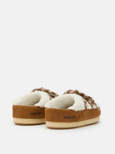 Moon Boot Evx Shearling Mules Woman Whisky In White