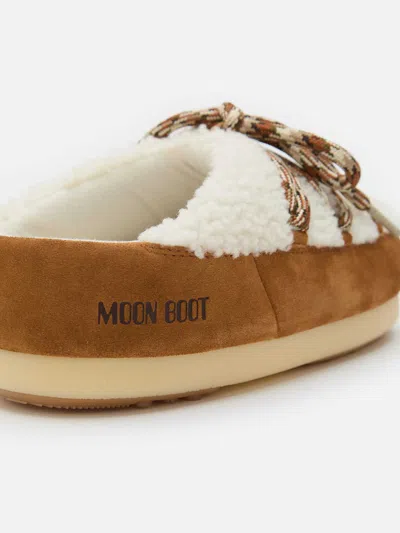 Moon Boot Evx Shearling Mules Woman Whisky In White