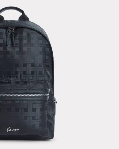 Kenzo Woven-pattern Zipped Backpack In Black