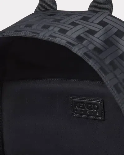 Kenzo Woven-pattern Zipped Backpack In Black