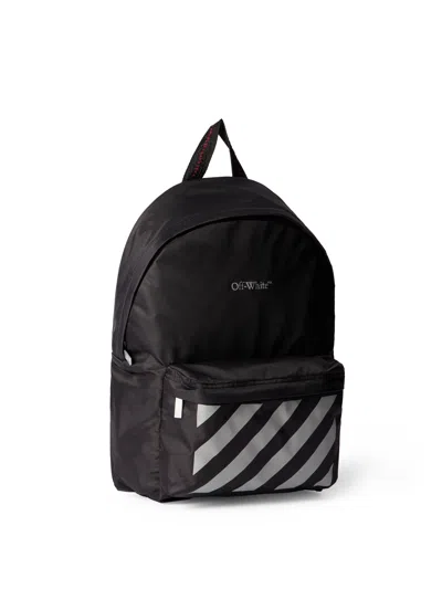 Off-white Kids Reflective Logo Backpack In Black
