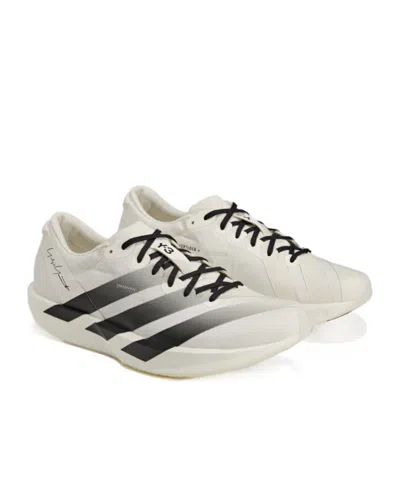 Y-3 White Black Adios 9 Mesh Elasticized Rubber-sole Sneakers In White