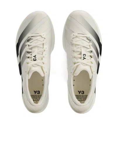 Y-3 White Black Adios 9 Mesh Elasticized Rubber-sole Sneakers In White