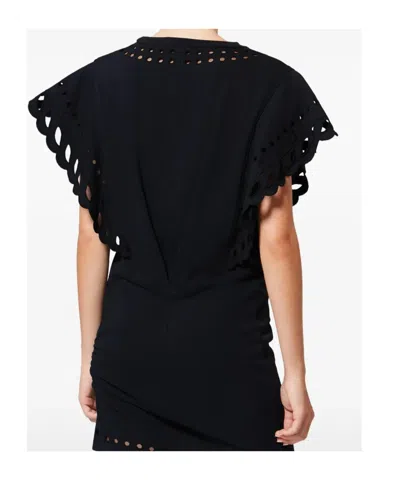 Isabel Marant Étoile Orlane Broderie Anglaise Cotton-jersey Mini Dress In Black