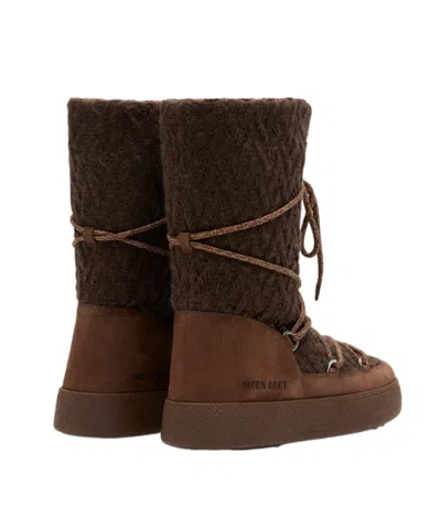 Moon Boot Knit Mini Boots With Non-slip Sole For Women In Brown