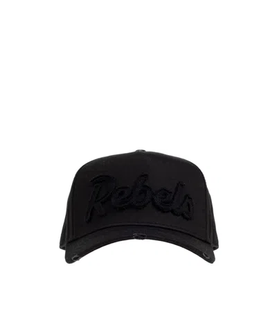 Dsquared2 Distressed Baseball Cap In Black