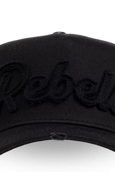 Dsquared2 Distressed Baseball Cap In Black