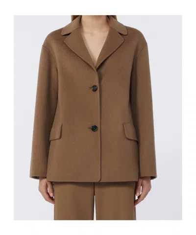 Max Mara Single-breasted Double-faced Wool Jacket In Brown