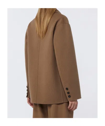 Max Mara Single-breasted Double-faced Wool Jacket In Brown