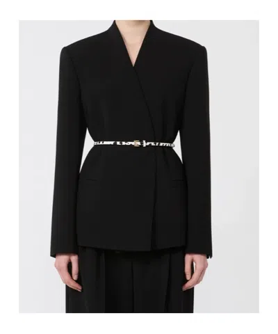 Max Mara Studio Single-breasted Blazer With Belt In Black