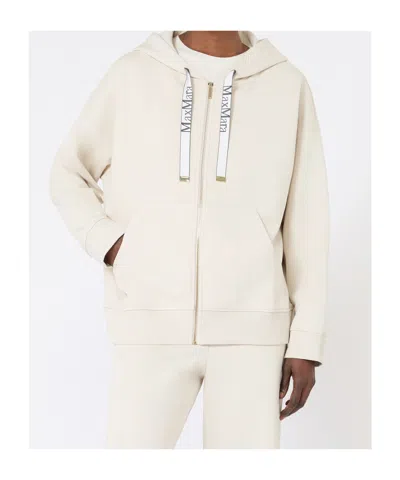 Max Mara Technical Jersey Zip-up Sweatshirt In White