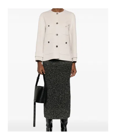 Max Mara Wool Draped Jacket In Neutral