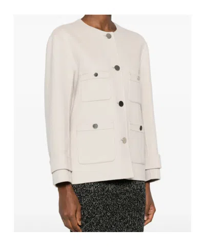 Max Mara Wool Draped Jacket In Neutral