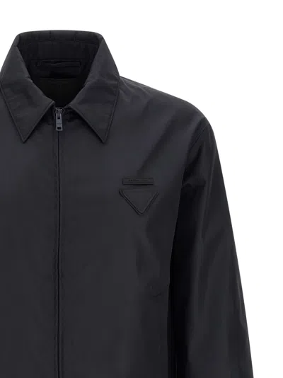 Prada Triangle-patch Zipped Jacket In Black